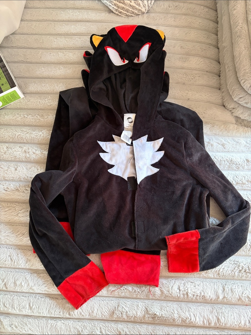 Kids Black and Red Sonic Shadow Hoodie Halloween Costume - Large